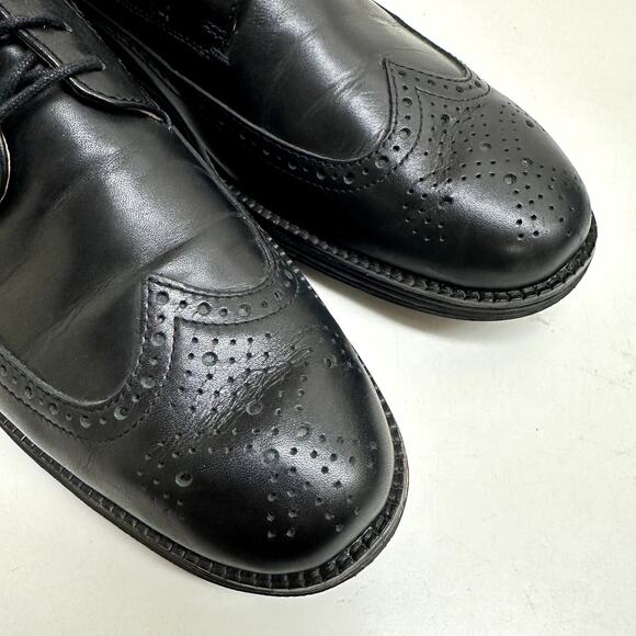 VERY GOOD Cole Haan OriginalGrand Longwing Oxfords Black Leather Gunboats 10.5 - Picture 7 of 10